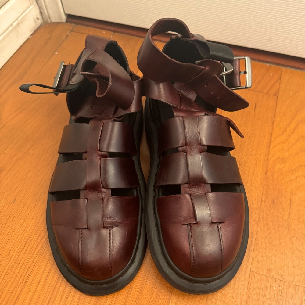 Dr. Marten fisherman pair of close-toe gladiator dr.marten sandals in cherry red
